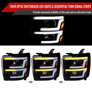 Spec-D 15-19 Chevrolet Silverado 2500Hd 3500Hd Projector Headlights Gloss Black Housing Smoked Lens 2LHP-SIV1525G-SQ-TM