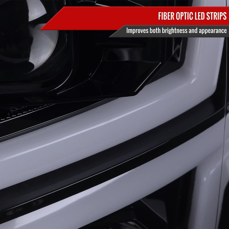 Spec-D 15-19 Chevrolet Silverado 2500Hd 3500Hd Projector Headlights Gloss Black Housing Smoked Lens 2LHP-SIV1525G-SQ-TM