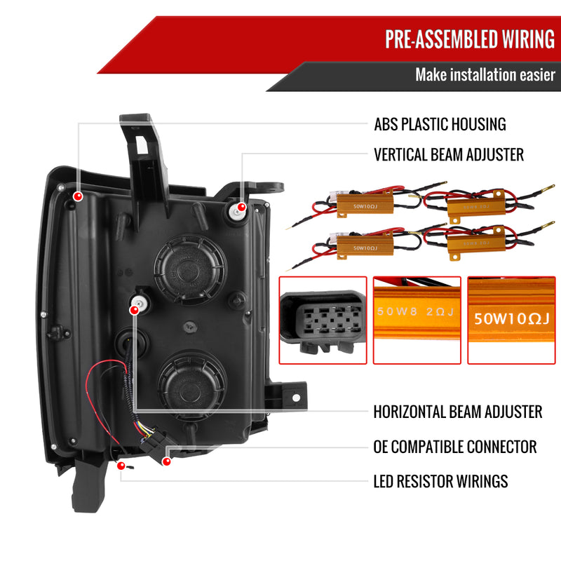 Spec-D 15-19 Chevrolet Silverado 2500Hd 3500Hd Projector Headlights Gloss Black Housing Smoked Lens 2LHP-SIV1525G-SQ-TM