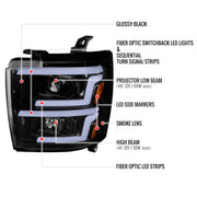 Spec-D 15-19 Chevrolet Silverado 2500Hd 3500Hd Projector Headlights Gloss Black Housing Smoked Lens 2LHP-SIV1525G-SQ-TM
