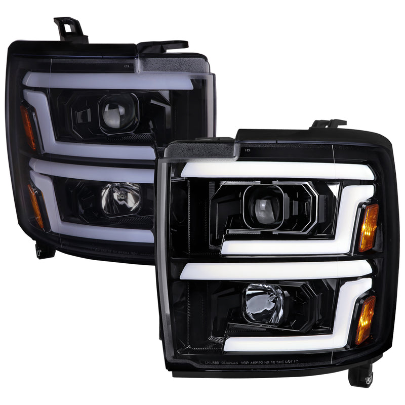 Spec-D 15-19 Chevrolet Silverado 2500Hd 3500Hd Projector Headlights Gloss Black Housing Smoked Lens 2LHP-SIV1525G-SQ-TM