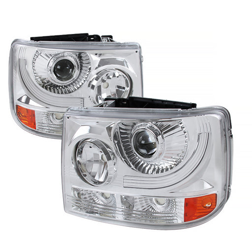 Spec-D 99-02 Chevrolet Silverado 1 Pc Projector Headlight - Chrome (Only Fits With Spec-D Vertical Facelift Conversion Grill) 2LHP-SIV991PC-ABM