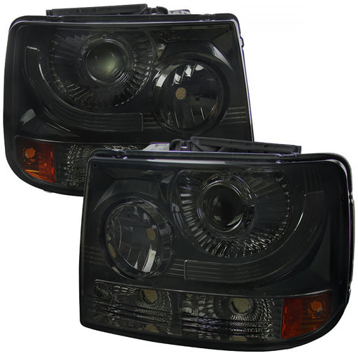 Spec-D 99-02 Chevrolet Silverado 1 Pc Projector Headlight - Smoked (Only Fits With Spec-D Vertical Facelift Conversion Grill) 2LHP-SIV991PCG-ABM