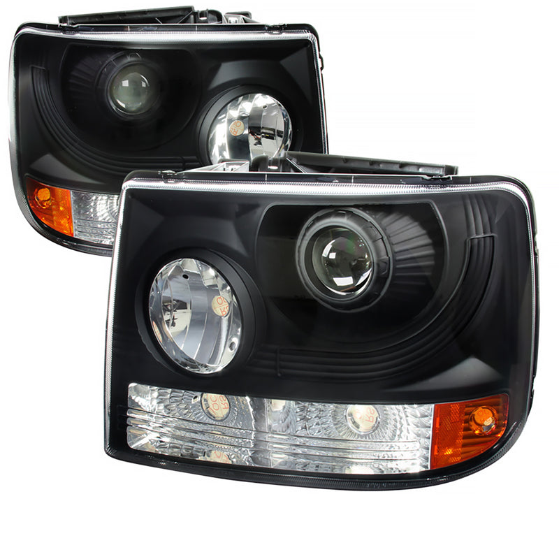 Spec-D 99-02 Chevrolet Silverado 1 Pc Projector Headlight - Black (Only Fits With Spec-D Vertical Facelift Conversion Grill) 2LHP-SIV991PCJM-ABM