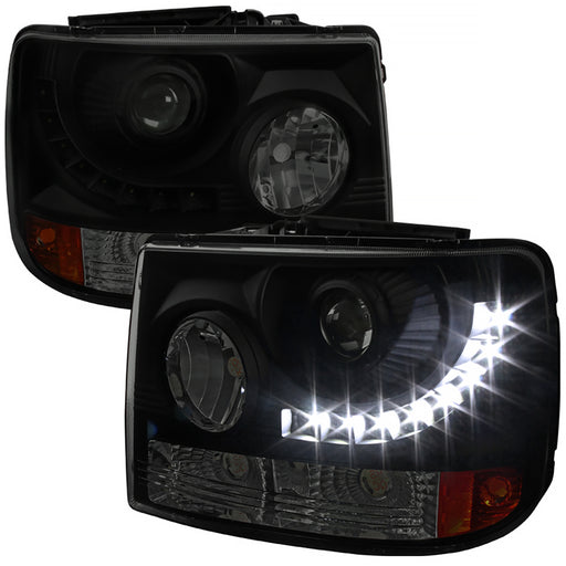 Spec-D 99-02 Chevrolet Silverado Projector Headlights With Led-Smoke 2LHP-SIV991PCSM-RS
