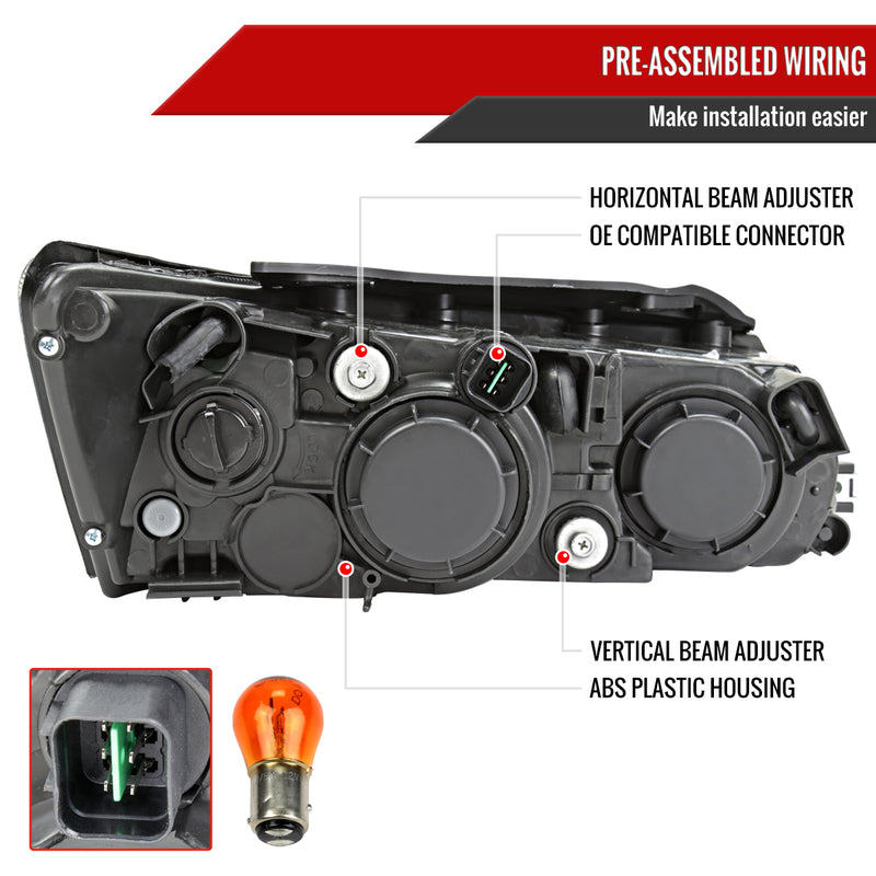 Spec-D 06-08 Hyundai Sonata Projector Headlights Black Housing Clear Lens - Turn Signal Bulbs Included 2LHP-SON06-GO