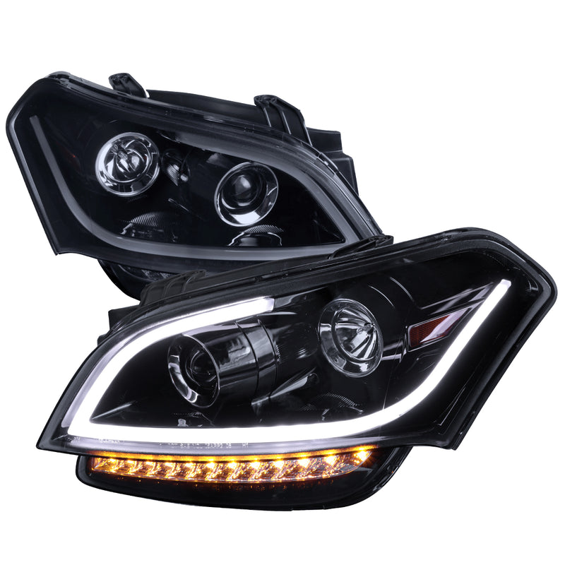 Spec-D 10-11 Kia Soul Led Bar Projector Headlight Glossy Black 2LHP-SOU10G-TM