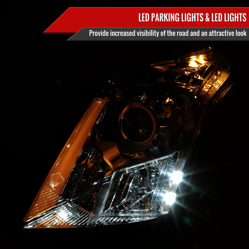 Spec-D 10-16 Cadillac Srx Oe Projector Headlights Chrome Housing Clear Lens With Amber Reflector - Uses Stock Bulbs - Halogen Models Only 2LHP-SRX10-RO