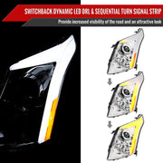 Spec-D 10-16 Cadillac Srx Led Bar Headlights Chrome Housing Clear Lens With Sequential Turn Signal And Breathing Light Effect - Uses Stock H11 Bulb 2LHP-SRX10-SQ-RS