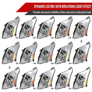 Spec-D 10-16 Cadillac Srx Led Bar Headlights Chrome Housing Clear Lens With Sequential Turn Signal And Breathing Light Effect - Uses Stock H11 Bulb 2LHP-SRX10-SQ-RS