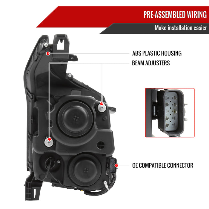 Spec-D 10-16 Cadillac Srx Oe Halogen Projector Headlights Black Housing Smoked Lens Amber Reflector - Uses Stock Bulbs 2LHP-SRX10SM-RO