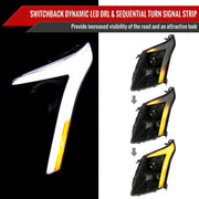 Spec-D 10-16 Cadillac Srx Led Bar Headlights Black Housing Smoked Lens With Sequential Turn Signal And Breathing Light Effect - Uses Stock H11 Bulb 2LHP-SRX10SM-SQ-RS