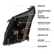 Spec-D 10-16 Cadillac Srx Led Bar Headlights Black Housing Smoked Lens With Sequential Turn Signal And Breathing Light Effect - Uses Stock H11 Bulb 2LHP-SRX10SM-SQ-RS