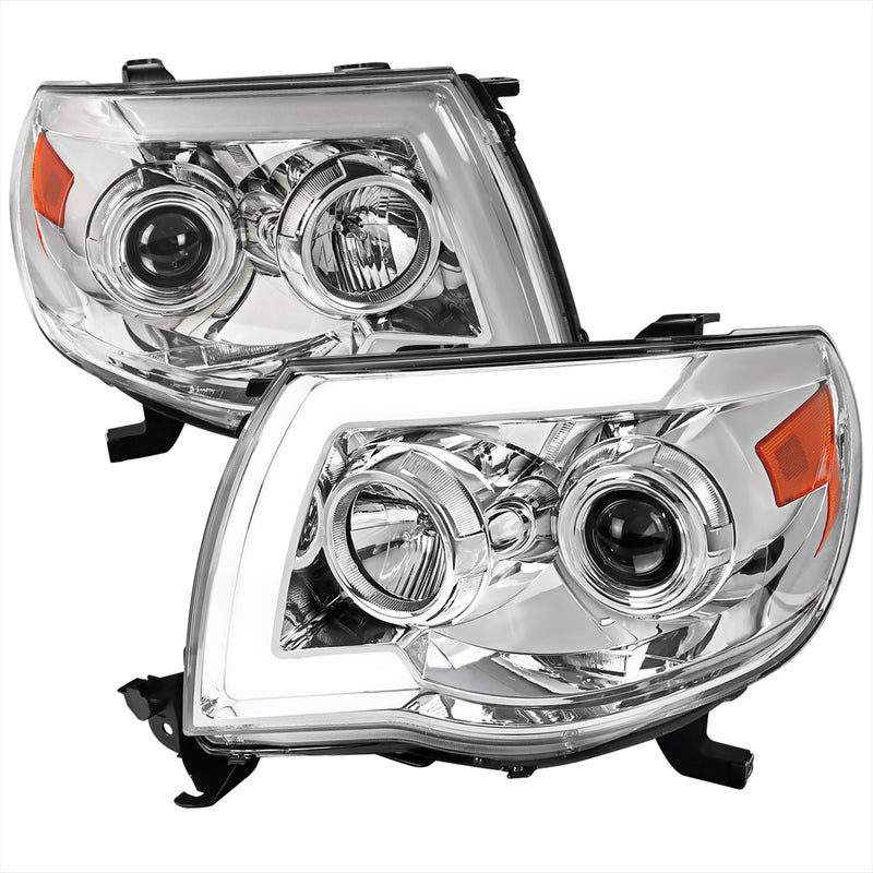 Spec-D 05-11 Toyota Tacoma Led Light Bar Projector Headlight With Sequential Signal Chrome 2LHP-TAC06-SQ-RS