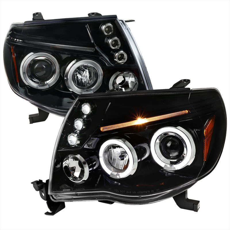 Spec-D 05-11 Toyota  Tacoma Dual Halo Led Pro Headlights 2LHP-TAC06BK-TM