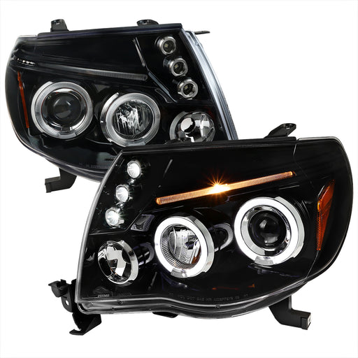 Spec-D 05-11 Toyota  Tacoma Dual Halo Led Pro Headlights 2LHP-TAC06BK-TM