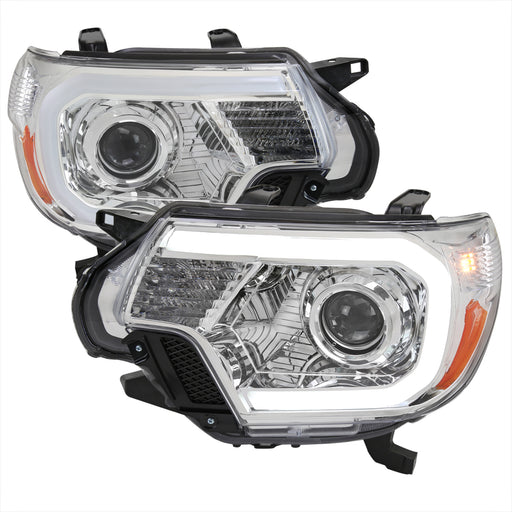 Spec-D 12-15 Toyota Tacoma Oe Retrofit Projector Headlights With Led Bar Chrome Housing And Clear Lens 2LHP-TAC12-G3-GO