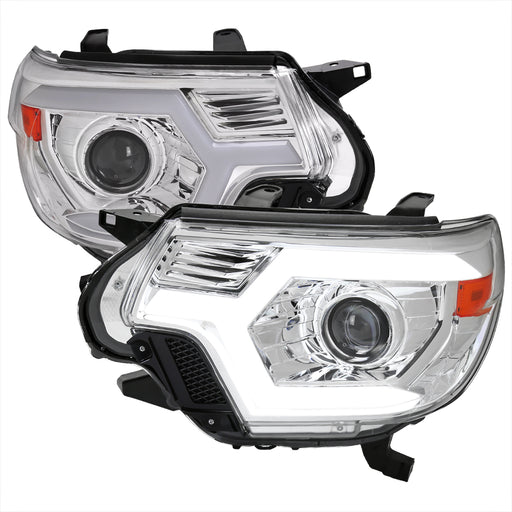 Spec-D 12-15 Toyota Tacoma Projector Headlights With Chrome Housing Clear Lens And Amber Reflector And Sequential Turn Signal 2LHP-TAC12-SQ-RS