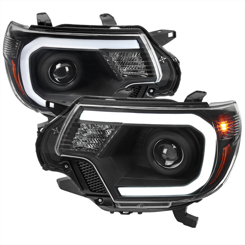Spec-D 12-15 Toyota Tacoma Oe Retrofit Projector Headlights With Led Bar Matte Black Housing And Clear Lens 2LHP-TAC12JM-G3-GO