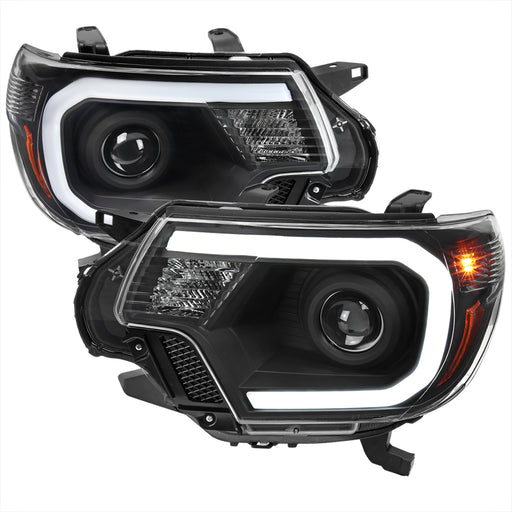 Spec-D 12-15 Toyota Tacoma Oe Retrofit Projector Headlights With Led Bar Matte Black Housing And Clear Lens 2LHP-TAC12JM-G3-GO