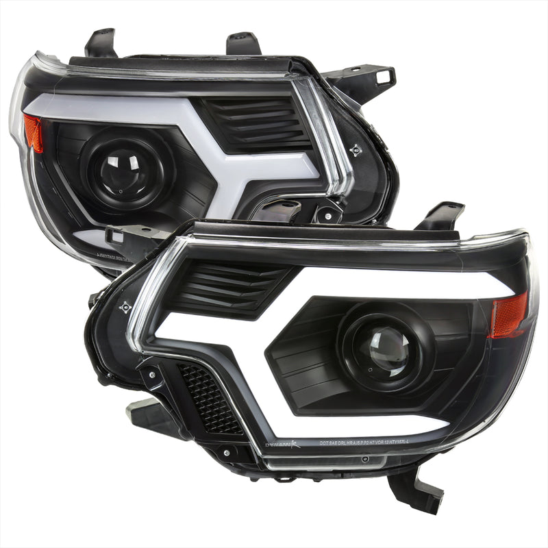 Spec-D 12-15 Toyota Tacoma Projector Headlights With Matte Black Housing Clear Lens And Amber Reflector And Sequential Turn Signal 2LHP-TAC12JM-SQ-RS
