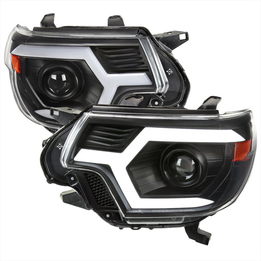 Spec-D 12-15 Toyota Tacoma Projector Headlights With Matte Black Housing Clear Lens And Amber Reflector And Sequential Turn Signal 2LHP-TAC12JM-SQ-RS