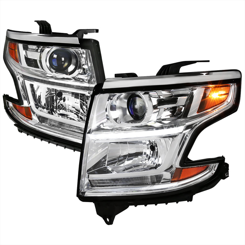 Spec-D 15-18 Chevrolet Tahoe Projector Headlights With Led- Chrome 2LHP-TAH15-GO