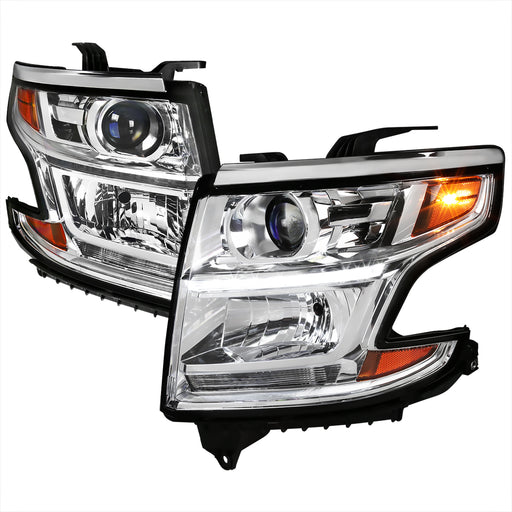 Spec-D 15-18 Chevrolet Tahoe Projector Headlights With Led- Chrome 2LHP-TAH15-GO