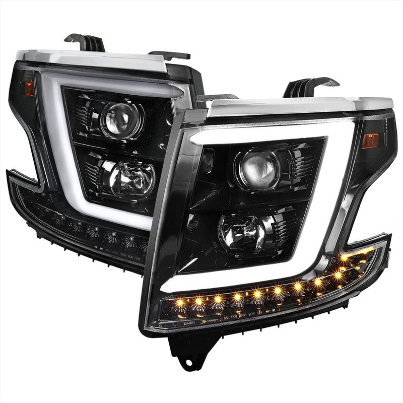 Spec-D 15-18 Chevrolet Tahoe Projector Headlights- Glossy Black 2LHP-TAH15BK-TM