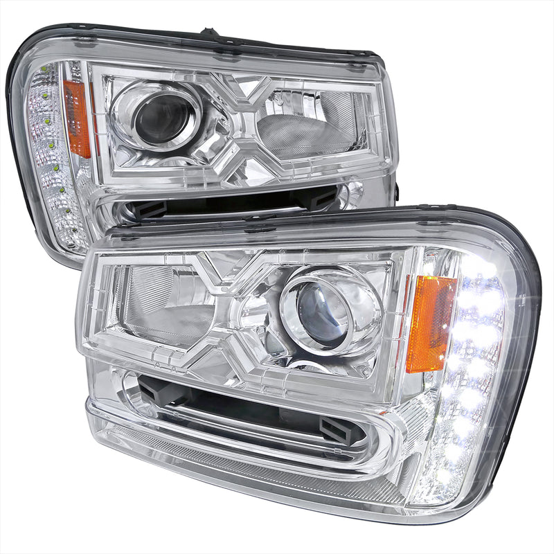 Spec-D 02-09 Chevrolet Trailblazer Projector Headlight Chrome Housing 2LHP-TBLZ02-V2-RS