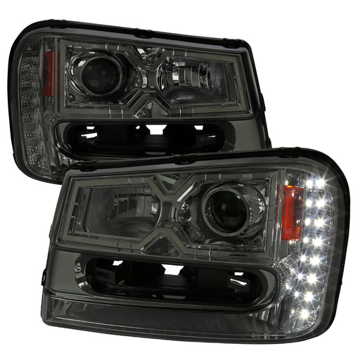 Spec-D 02-09 Chevrolet Trailblazer Projector Headlights- Smoke 2LHP-TBLZ02G-V2-RS