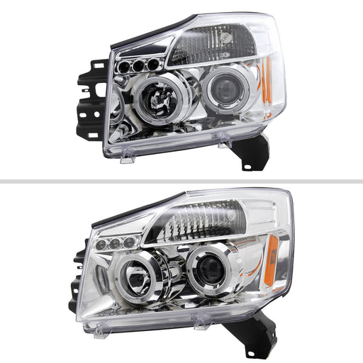 Spec-D 04-07 Nissan Titan Halo Led Projector Chrome 2LHP-TIT04-TM