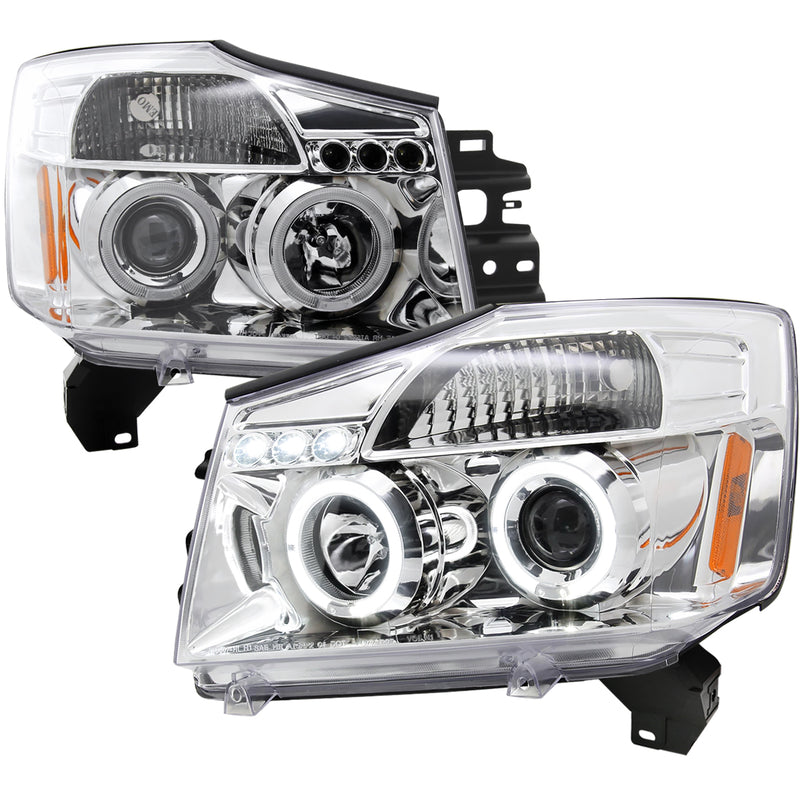 Spec-D 04-07 Nissan Titan Halo Led Projector Chrome 2LHP-TIT04-TM