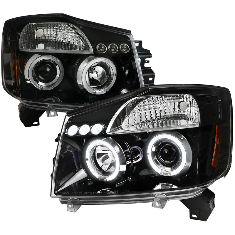 Spec-D 04-15 Nissan Titan Dual Halo Led Pro Headlights 2LHP-TIT04BK-TM