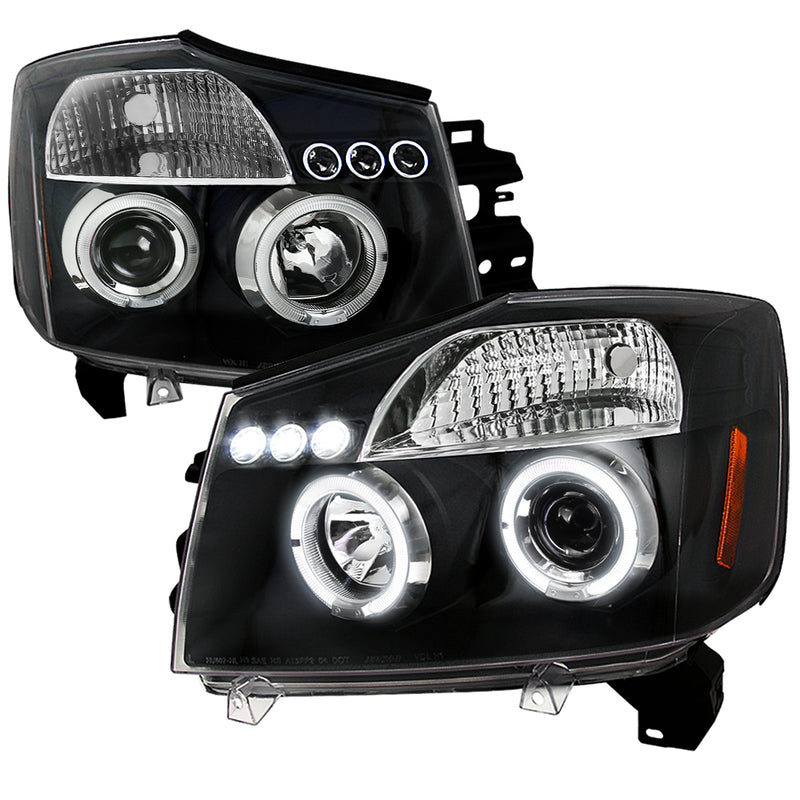 Spec-D 04-07 Nissan Titan Halo Led Projector Black 2LHP-TIT04JM-TM