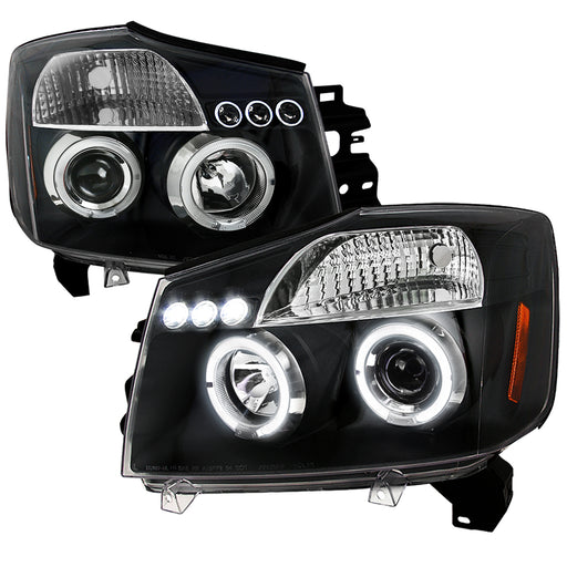 Spec-D 04-07 Nissan Titan Halo Led Projector Black 2LHP-TIT04JM-TM