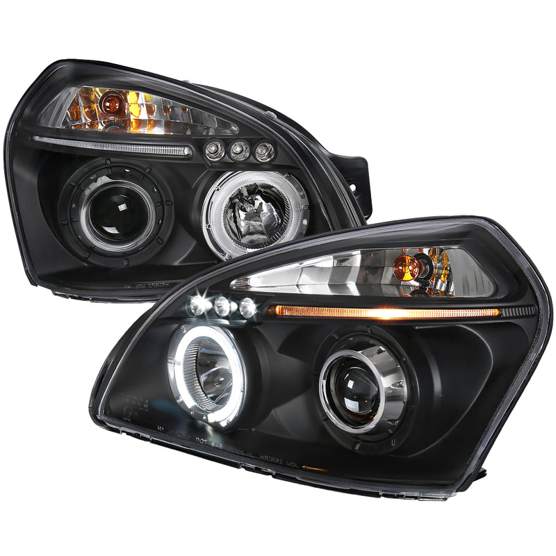 Spec-D 04-07 Hyundai Tucson Halo Led Projector Black 2LHP-TUC04JM-TM