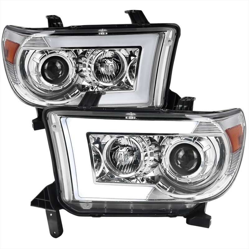 Spec-D 07-13 Toyota Tundra Projector Headlights With Amber Reflector- Chrome 2LHP-TUN07-SQ-RS