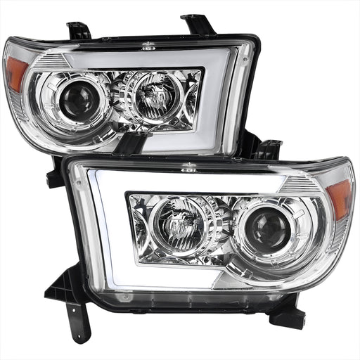 Spec-D 07-13 Toyota Tundra Projector Headlights With Amber Reflector- Chrome 2LHP-TUN07-SQ-RS