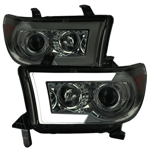Spec-D 07-13 Toyota Tundra Projector Headlights With Amber Reflector- Smoke 2LHP-TUN07G-SQ-RS