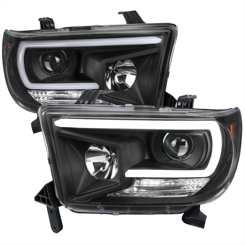 Spec-D 07-13 Toyota Tundra Projector Headlight -Matte Black Housing - Clear Lens - Led Tube 2LHP-TUN07JM-G2-TM