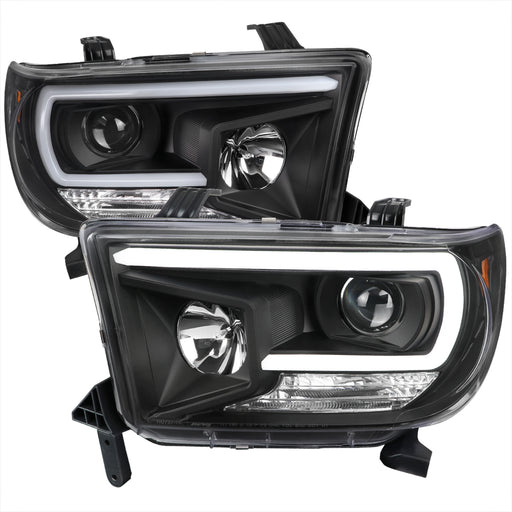 Spec-D 07-13 Toyota Tundra Projector Headlight -Matte Black Housing - Clear Lens - Led Tube 2LHP-TUN07JM-G2-TM