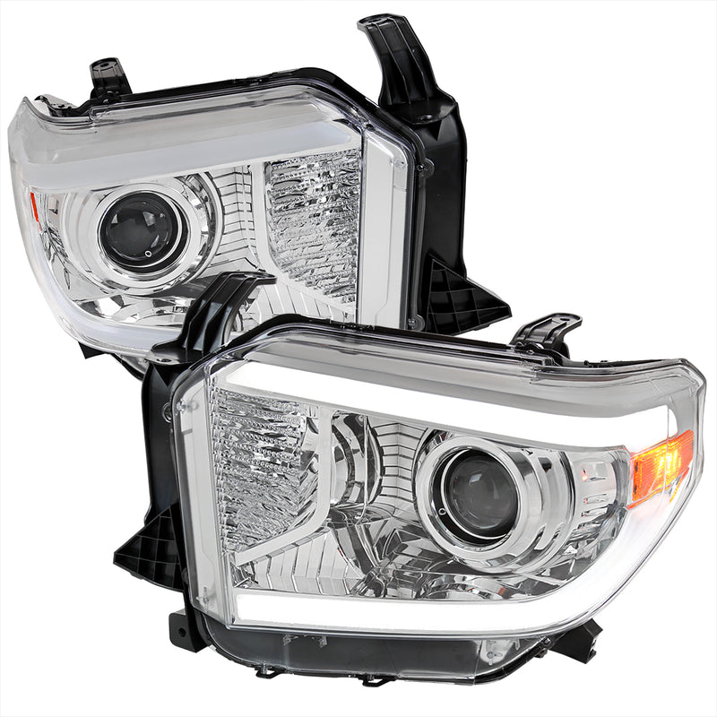Spec-D 14-21 Toyota Tundra Oe Retrofit Projector Headlights With Led Bar Chrome Housing And Clear Lens 2LHP-TUN14-G3-GO