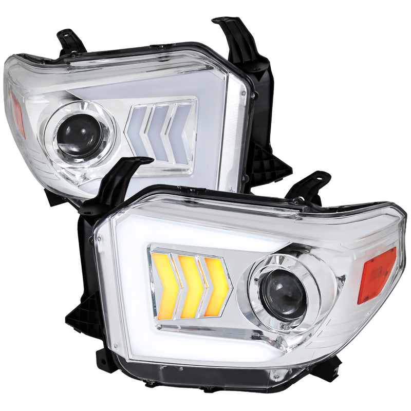Spec-D 14-18 Toyota Tundra Projector Headlights-Chrome Led Bar Drl 2LHP-TUN14-RS