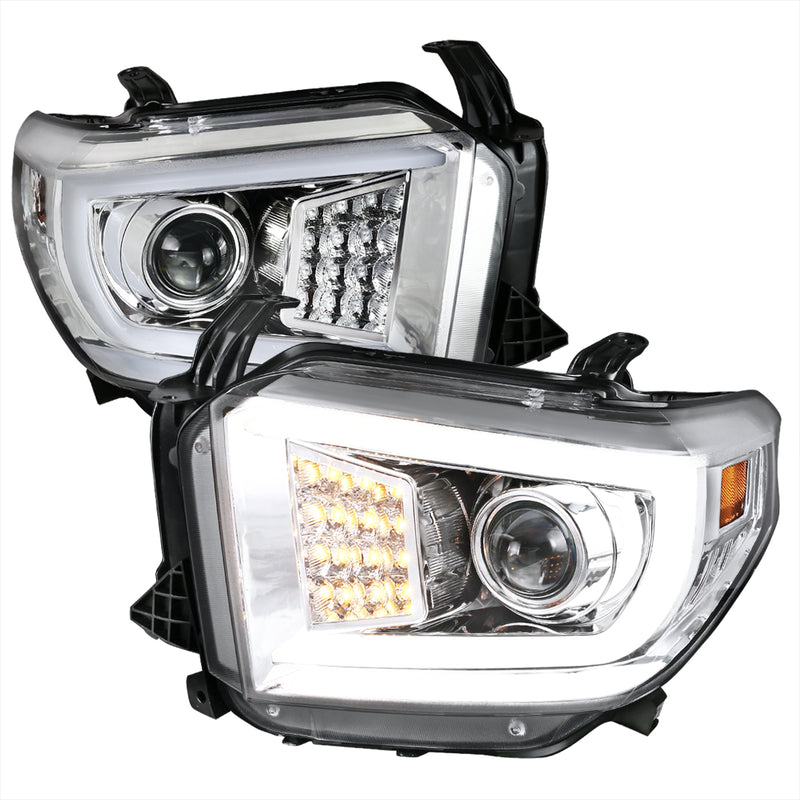 Spec-D 14-18 Toyota Tundra Sequential Led Projector Headlights- Chrome 2LHP-TUN14-SQ-TM