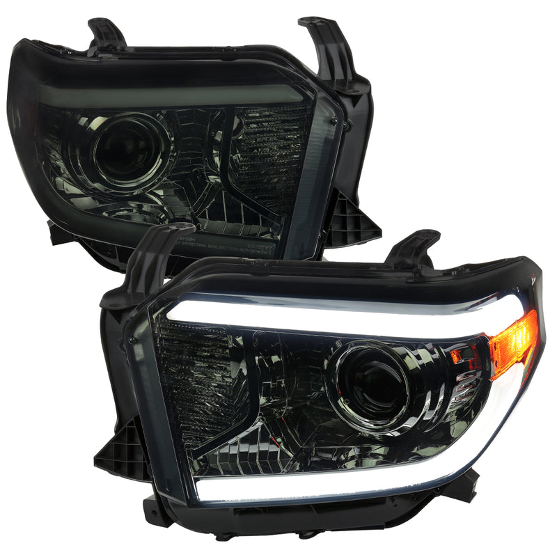 Spec-D 14-21 Toyota Tundra Oe Retrofit Projector Headlights With Led Bar Chrome Housing And Clear Lens 2LHP-TUN14G-G3-GO