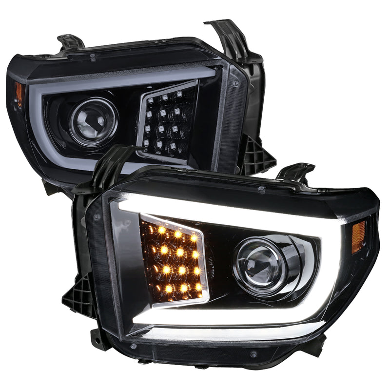 Spec-D 14-18 Toyota Tundra Projector Headlight - Glossy Black With Light Smoke Lens 2LHP-TUN14G-TM