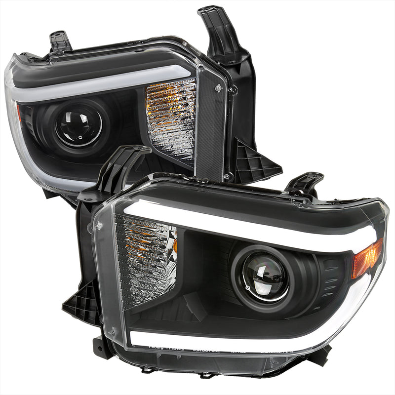 Spec-D 14-21 Toyota Tundra Retrofit Projector Headlights Led Bar Oe Style Matte Black Housing And Clear Lens 2LHP-TUN14JM-DRL-GO