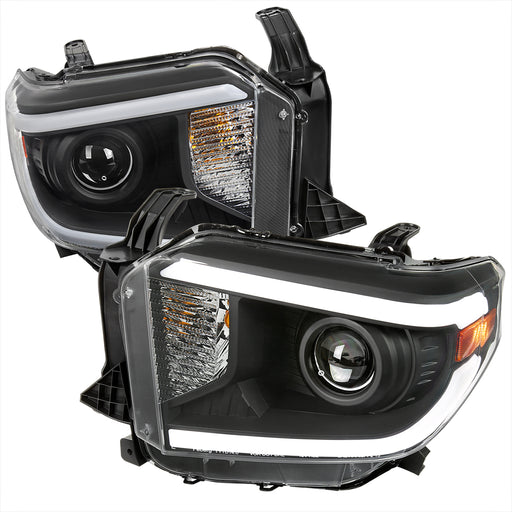 Spec-D 14-21 Toyota Tundra Retrofit Projector Headlights Led Bar Oe Style Matte Black Housing And Clear Lens 2LHP-TUN14JM-DRL-GO