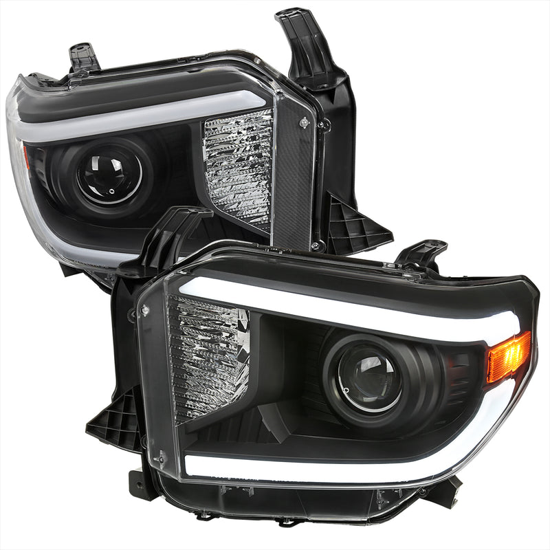 Spec-D 14-21 Toyota Tundra Oe Retrofit Projector Headlights With Led Bar Matte Black Housing And Clear Lens 2LHP-TUN14JM-G3-GO